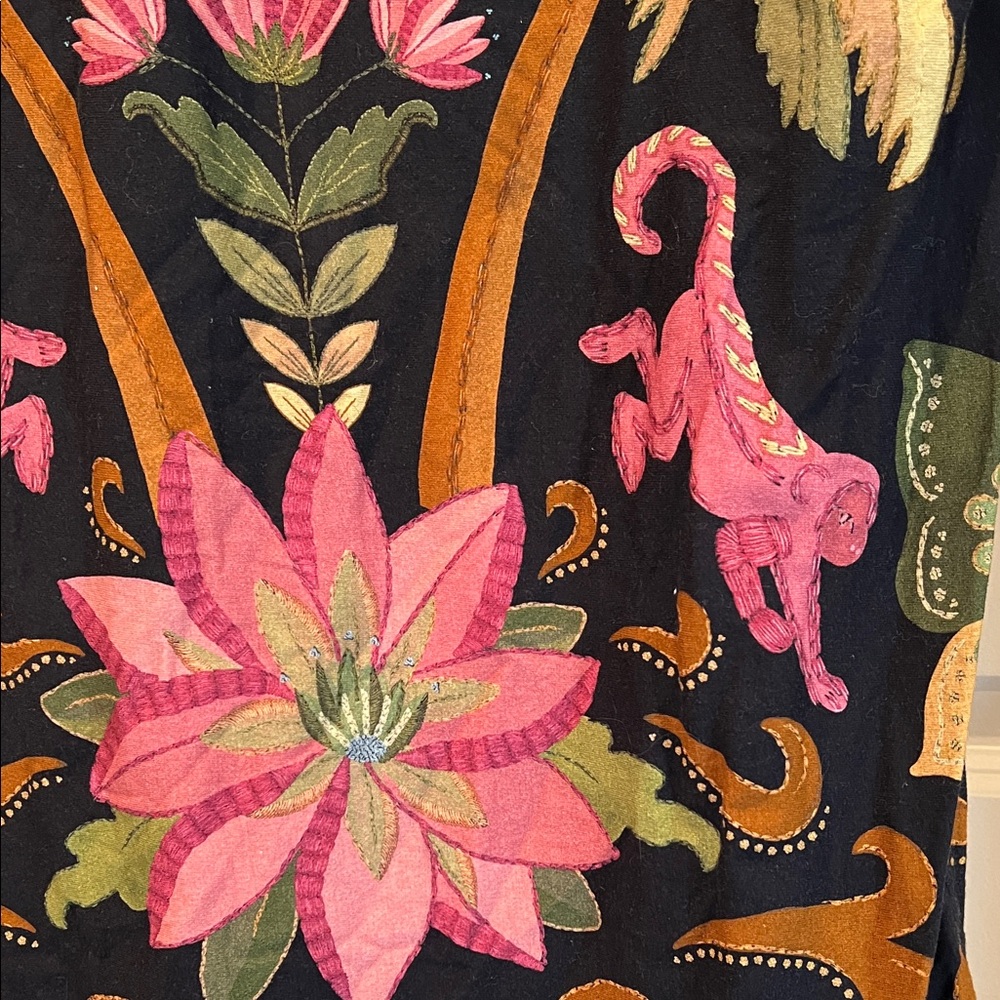 Farm Rio Floral Black and Pink Women's T-Shirt Dress - Picture 5 of 6